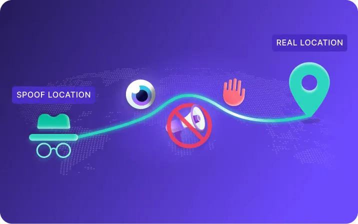 VPN route spoofing a real location to bypass censorship